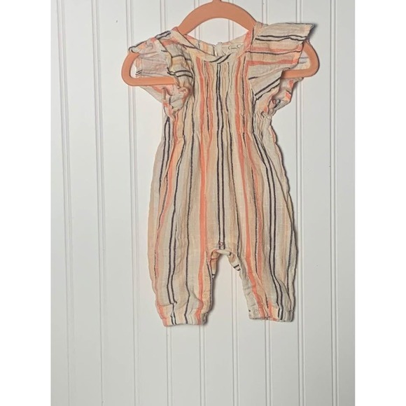 Jessica Simpson Baby Girl Striped Ruffle Sleeve Romper Jumpsuit Size 3/6M - Picture 1 of 3